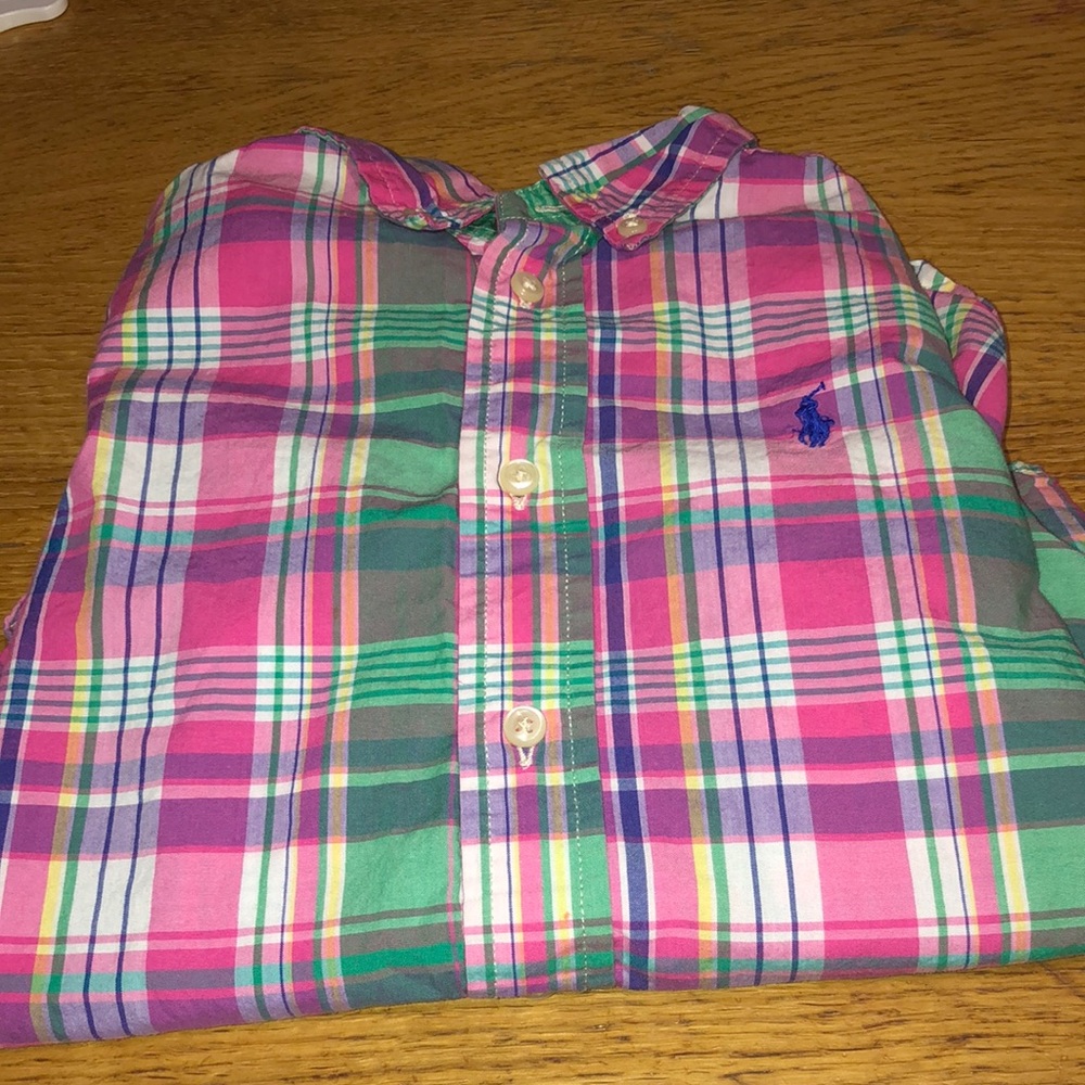 Ralph Lauren boys size 4 madress print button down shirt